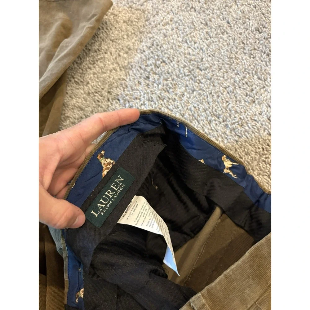 Lauren Ralph Lauren Corduroy Dog Pants Men 34x28 Brown Preppy Dress Cotton READ!